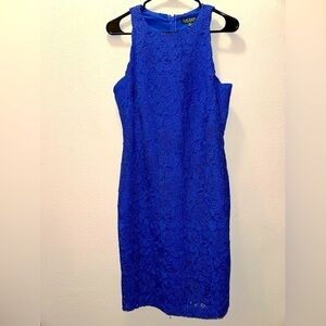 Lauren Ralph Lauren Women’s Royal blue floral lace overlay dress formal office